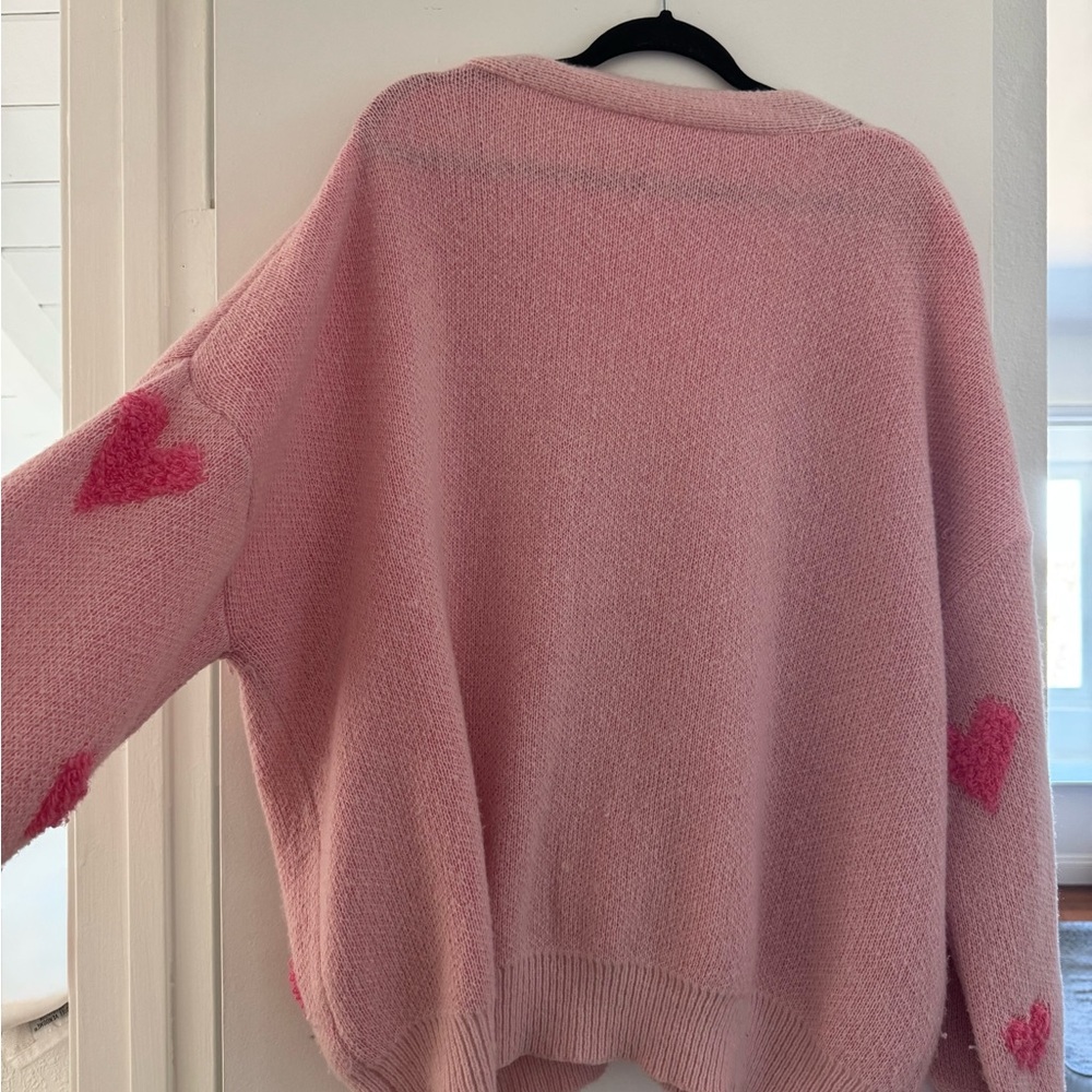 Charming Pink Heart Women's Cardigan - Picture 2 of 3